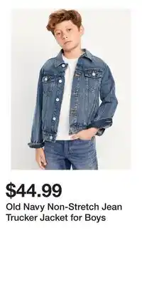 Old Navy Old Navy Non-Stretch Jean Trucker Jacket for Boys offer