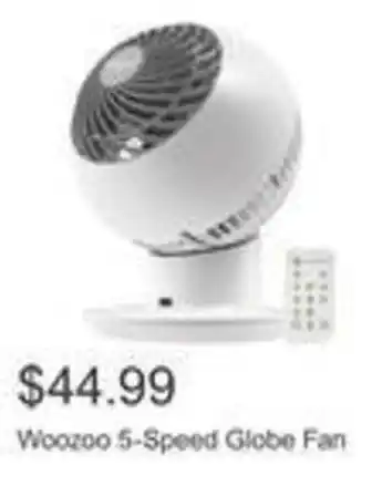 Costco Woozoo 5-Speed Globe Fan offer