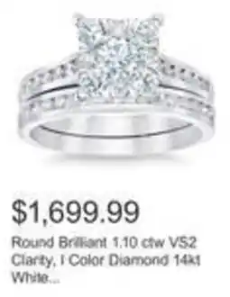 Costco Round Brilliant 1,10 ctw VS2 Clarity, I Color Diamond 14kt White... offer