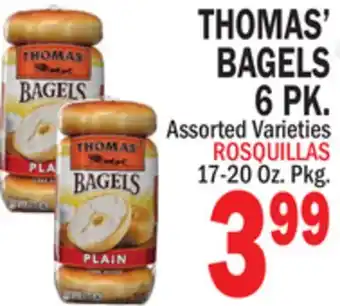 Bravo Supermarkets THOMAS' BAGELS 6 PK offer