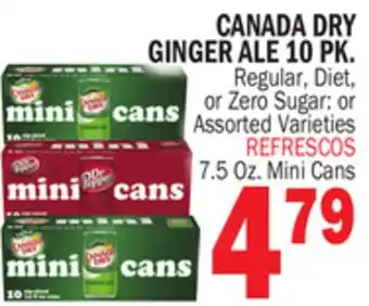 Bravo Supermarkets CANADA DRY GINGER ALE 10 PK 7.5 Oz. Mini Cans offer