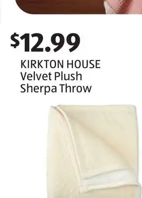 Aldi KIRKTON HOUSE Velvet Plush Sherpa Throw offer