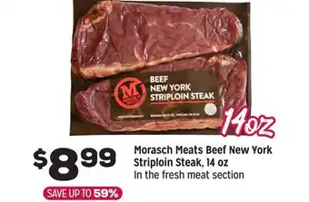 Grocery Outlet Morasch Meats Beef New York Striploin Steak, 14 oz offer