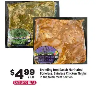 Grocery Outlet Branding Iron Ranch Marinated Boneless, Skinless Chicken Thighs offer