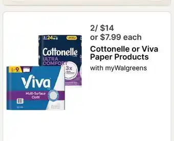 Walgreens Cottonelle or Viva Paper Products offer