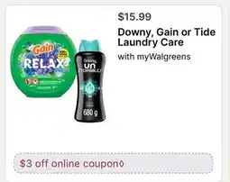 Walgreens Downy, Gain or Tide Laundry Care offer