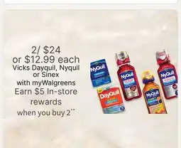 Walgreens Vicks Dayquil, Nyquil or Sinex offer