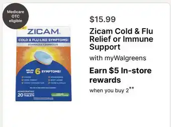 Walgreens Zicam Cold & Flu Relief or Immune Support offer