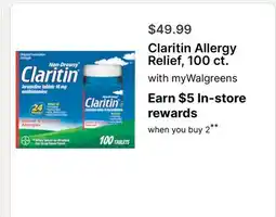 Walgreens Claritin Allergy Relief, 100 ct offer