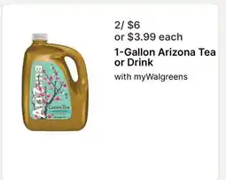 Walgreens 1-Gallon Arizona Tea or Drink offer