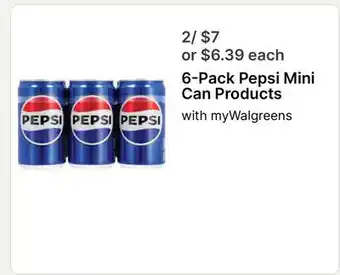 Walgreens 6-Pack Pepsi Mini Can Products offer