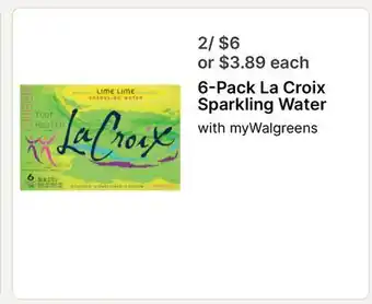 Walgreens 6-Pack La Croix Sparkling Water offer