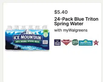 Walgreens 24-Pack Blue Triton Spring Water offer