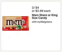 Walgreens Mars Share or King Size Candy offer