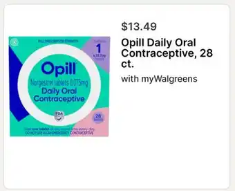 Walgreens Opill Daily Oral Contraceptive offer