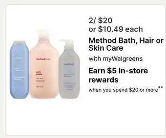 Walgreens Method Bath, Hair or Skin Care offer