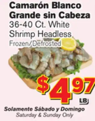 El Super Fresh 36-40 Ct White Shrimp Headless offer