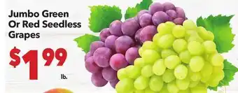 Vallarta Supermarkets Jumbo Green Or Red Seedless Grapes offer