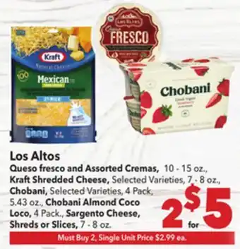 Vallarta Supermarkets Los Altos Queso fresco and Assorted Cremas offer