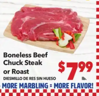 Vallarta Supermarkets Boneless Beef Chuck Steak or Roast / DIESMILLO DE RES SIN HUESO offer