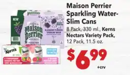 Vallarta Supermarkets Maison Perrier Sparkling Water-Slim Cans offer