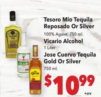 Vallarta Supermarkets Tesoro Mio Tequila Reposado Or Silver offer