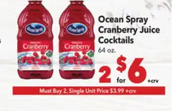Vallarta Supermarkets Ocean Spray Cranberry Juice Cocktails offer