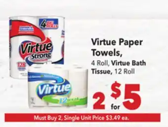 Vallarta Supermarkets Virtue Paper Towels offer