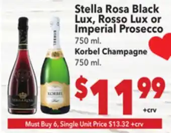 Vallarta Supermarkets Stella Rosa Black Lux, Rosso Lux or Imperial Prosecco offer