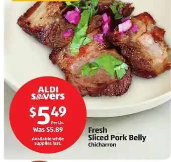 Aldi Fresh Sliced Pork Belly Chicharron offer