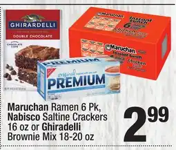 Super King Markets Maruchan Ramen 6 Pk, Nabisco Saltine Crackers 16 oz or Ghiradelli Brownie Mix 18-20 oz offer