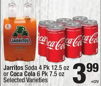 Super King Markets Jarritos Soda 4 Pk 12.5 oz or Coca Cola 6 Pk 7.5 oz offer