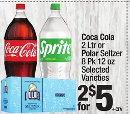 Super King Markets Coca Cola 2 Ltr or Polar Seltzer 8 Pk 12 oz offer