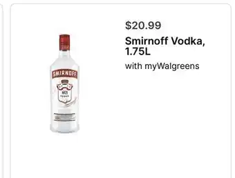 Walgreens Smirnoff Vodka, 1.75L offer