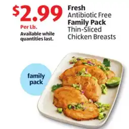 Aldi Fresh Antibiotic Free Family Pack Thin-Sliced Chicken Breasts offer