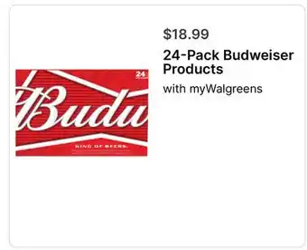 Walgreens 24-Pack Budweiser Products offer