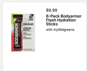 Walgreens 6 - Pack Bodyarmor Flash Hydration Sticks offer