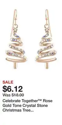 Kohl's Celebrate Together Rose Gold Tone Crystal Stone Christmas Tree Drop Earrings offer