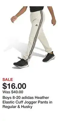 Kohl's Boys 8-20 adidas Heather Elastic Cuff Jogger Pants in Regular & Husky offer