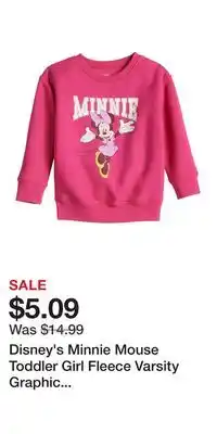 Kohl's Disney's Minnie Mouse Toddler Girl Fleece Varsity Graphic Sweatshirt by Jumping Beans offer