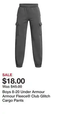 Kohl's Boys 8-20 Under Armour Armour Fleece Club Glitch Cargo Pants offer