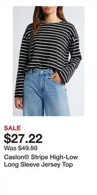 Nordstrom Caslon Stripe High-Low Long Sleeve Jersey Top offer