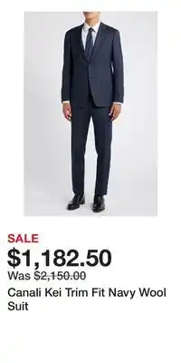 Nordstrom Canali Kei Trim Fit Navy Wool Suit offer