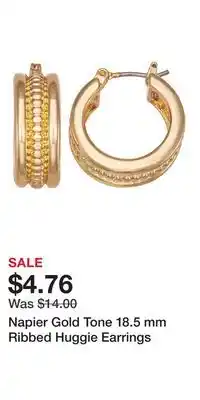 Kohl's Napier Gold Tone 18.5 mm Ribbed Huggie Earrings offer