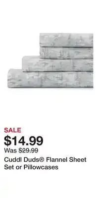 Kohl's Cuddl Duds Flannel Sheet Set or Pillowcases offer