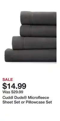 Kohl's Cuddl Duds Microfleece Sheet Set or Pillowcase Set offer