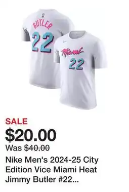 Dick's Sporting Goods Nike Men's 2024-25 City Edition Vice Miami Heat Jimmy Butler #22 White T-Shirt offer