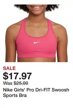 Dick's Sporting Goods Nike Girls' Pro Dri-FIT Swoosh Sports Bra offer