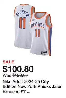 Dick's Sporting Goods Nike Adult 2024-25 City Edition New York Knicks Jalen Brunson #11 Jersey offer