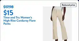 Walmart Time and Tru Women's High Rise Corduroy Flare Pants offer